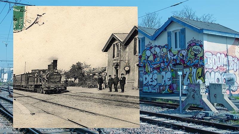 Un « avant / après » publié sur Nantes Patrimonia : la gare de Doulon.