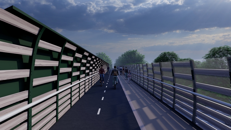 La voie verte accueillie sur le nouveau pont de Babinière.