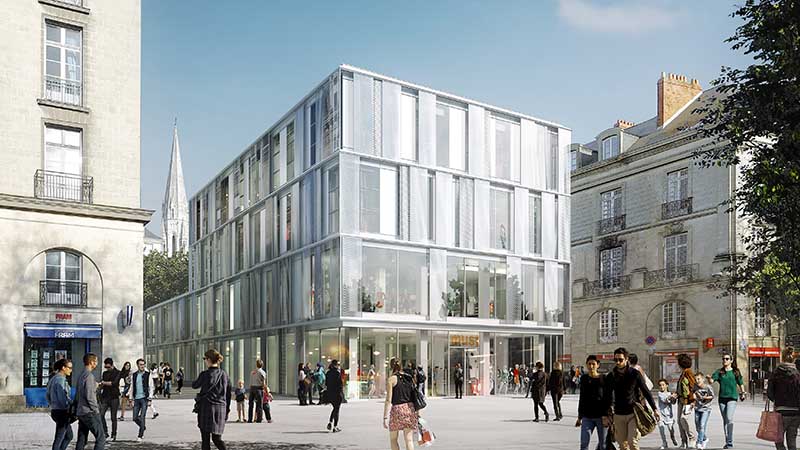 Le premier magasin nantais d’Uniqlo ouvrira au printemps 2020, allée Brancas. © Agence Plateform - François Ehouarn