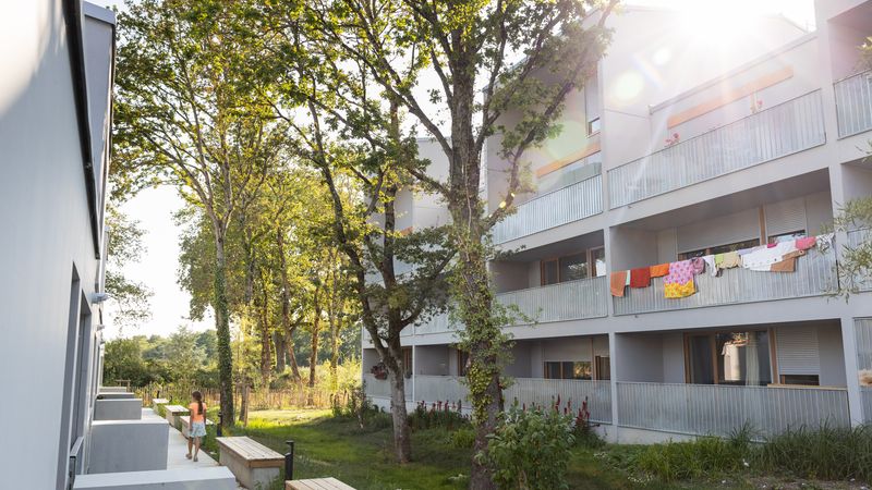165 logements ont déjà été construits sur ce nouveau quartier à l’est de Nantes, à l’image de la résidence Nidéa, réalisée par Bohuon Bertic Architectes pour Nantes Métropole Habitat. © Jean-Félix Fayolle