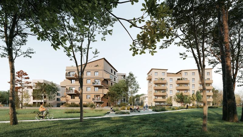 Le Vallon des Gohards, îlot sans voiture réservé aux piétons et aux vélos, comptera 380 logements, avec un verger, des jardins partagés… © DLW