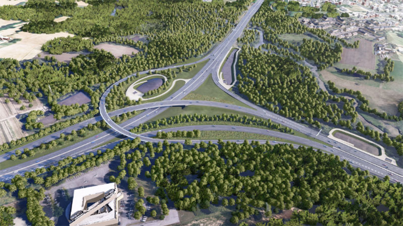 En renforçant les liaisons entre périphériques nord et est dans les deux sens de circulation, l’aménagement de la Porte de Gesvres doit améliorer la fluidité du trafic (image de synthèse).