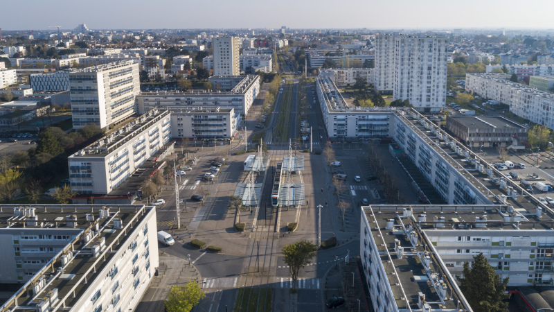 La place Mendès-France, à Bellevue, va connaître d’importantes transformations urbaines © Valéry Joncheray pour Nantes Métropole.