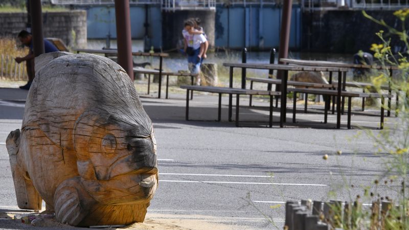 Anguille, sandre ou alose… Le collectif MONsTR a sculpté pour Quai des pins cinq poissons de Loire. © Rodolphe Delaroque