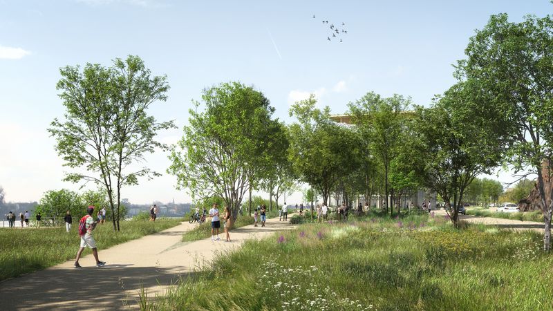 Vue sur la Cité des imaginaires depuis la promenade des quais @ Phytolab