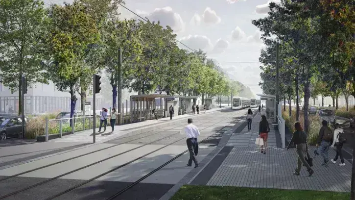 Projection de la station qui desservira le futur CHU sur l'île de Nantes.