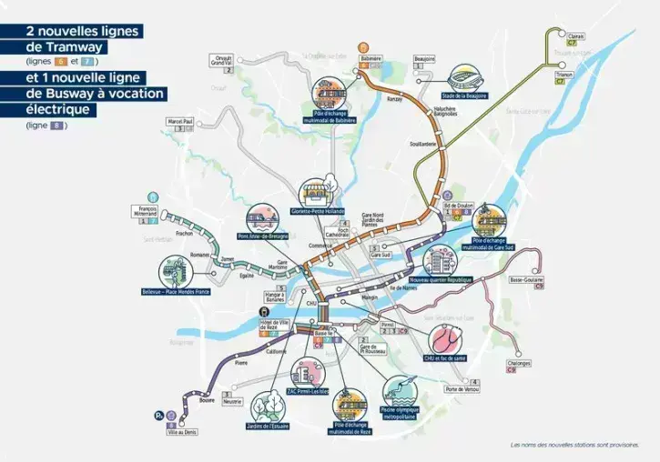 La ligne 8 de busway traversera toute l'île de Nantes, au sud. Le quartier profitera aussi de l'arrivée des 2 nouvelles lignes de tramway à l'ouest.