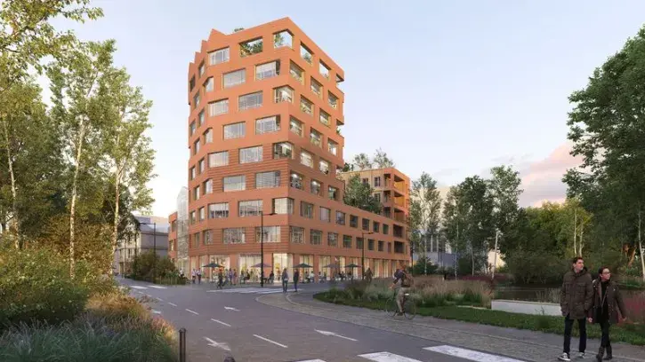 Entre fin 2026 et début 2027, 125 logements, des bureaux et des commerces seront livrés au sein de 3 programmes immobiliers situés à l'angle du boulevard de la Prairie-au-Duc et du quai des Antilles. © Hérault Arnod / Pöm